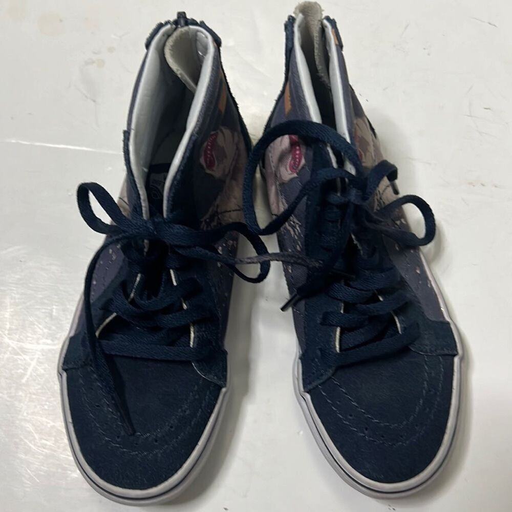 Vans Sk8-Hi Navy Blue White High Top Athletic Kids Casual Sneakers size US 12